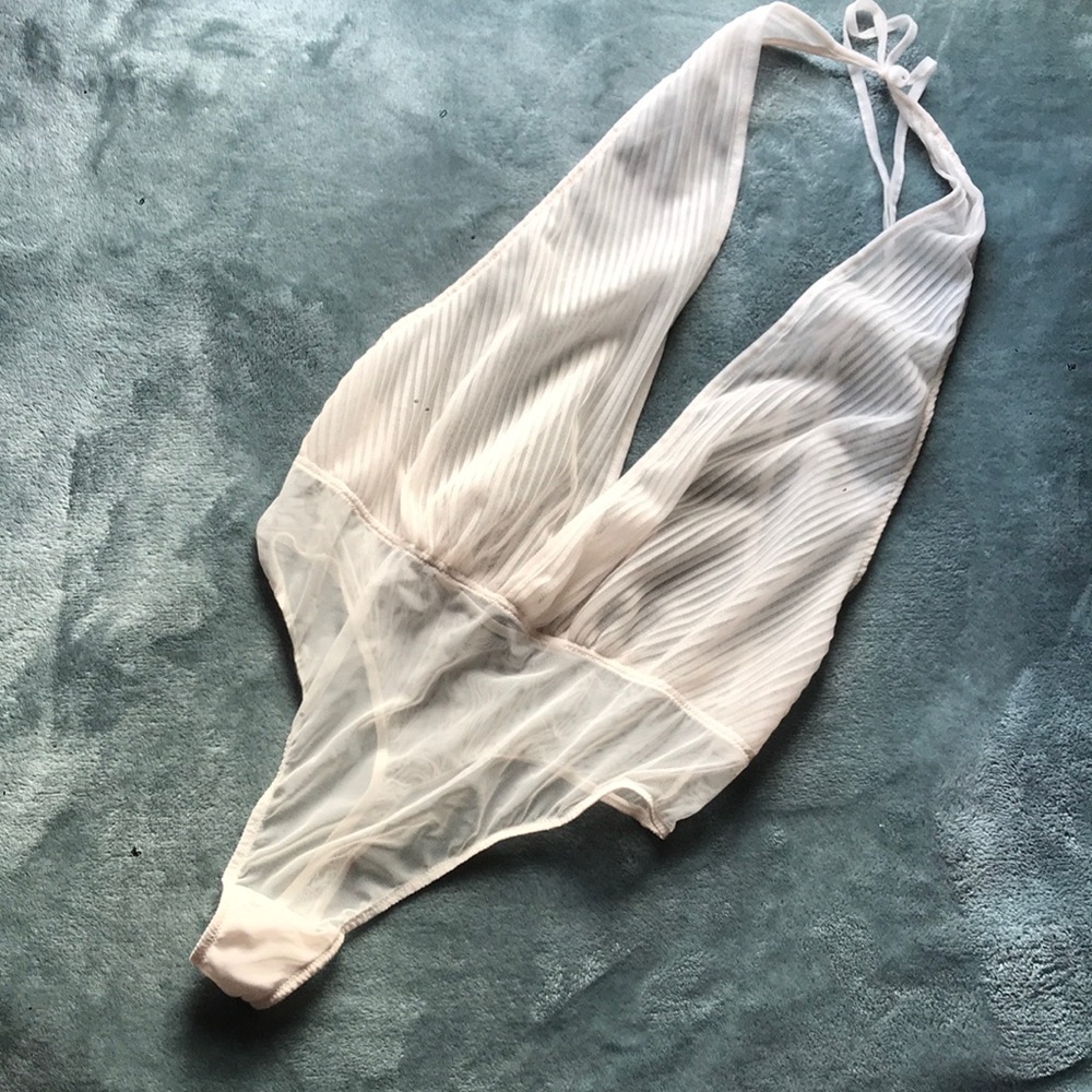 ‼️CLOSET CLOSING‼️VS Sheer White Bodysuit/Teddy